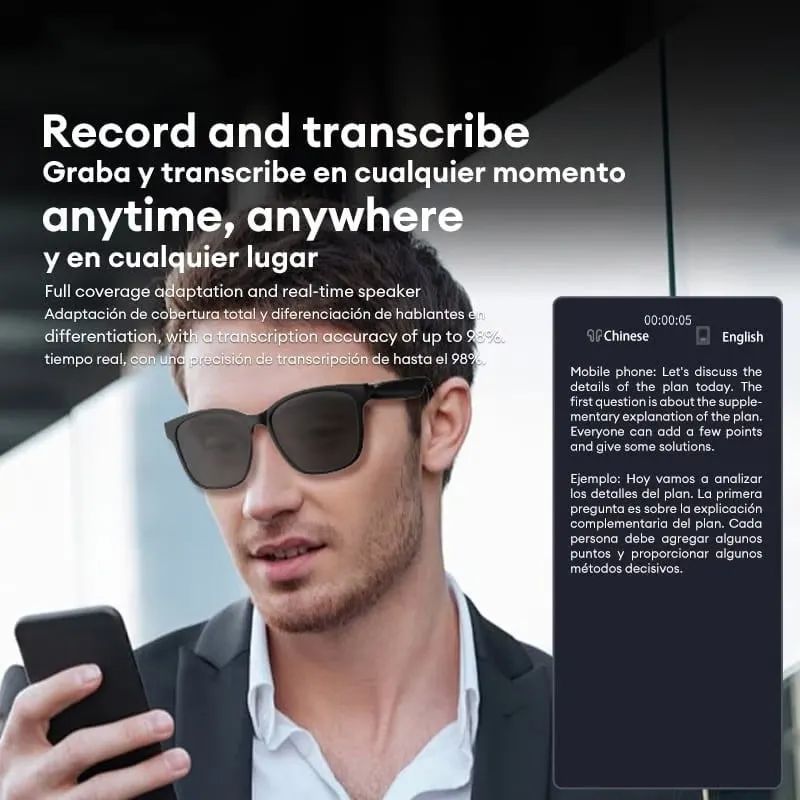 HY-C8 AI Wireless Bluetooth Translation Glasses